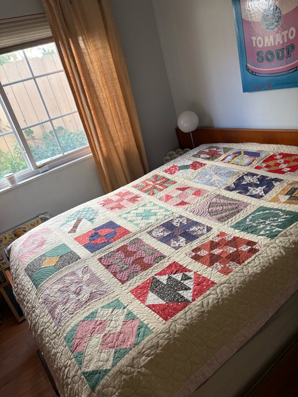 Vintage MCM cotton Handmade Patchwork Quilt - Multicolor - Picture 4 of 13